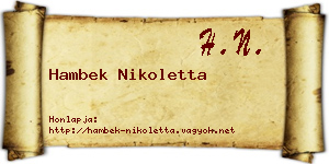 Hambek Nikoletta névjegykártya