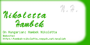 nikoletta hambek business card